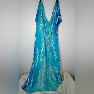 Coco Moon Hawaii Muslin Baby Swaddle Blanket Nalu Blue Ocean Waves  47"×47"